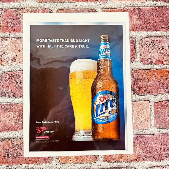 2005 Miller Lite Beer Ad More Taste Half Carbs Pint Bottle Y2K Print Ephemera - Picture 4 of 8